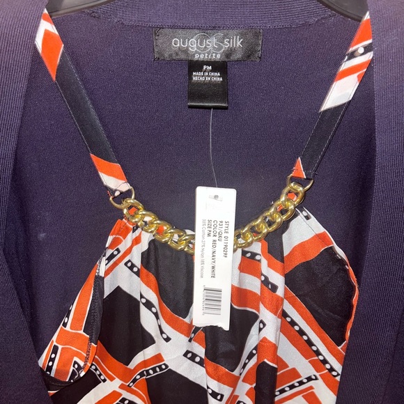 NWT career top- tank built into 3/4 sleeve navy blue cardigan. PM size - Picture 2 of 3